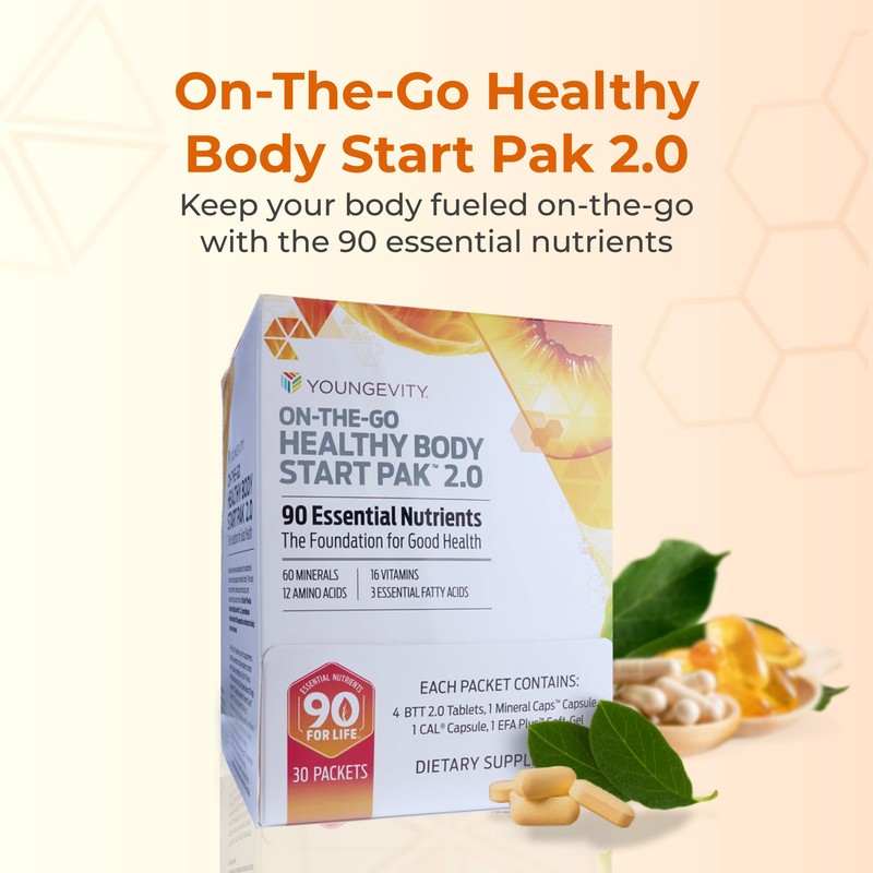 Youngevity On-The-Go Healthy Body Start Pak 2.0 - Includes Multi-Vitamins,