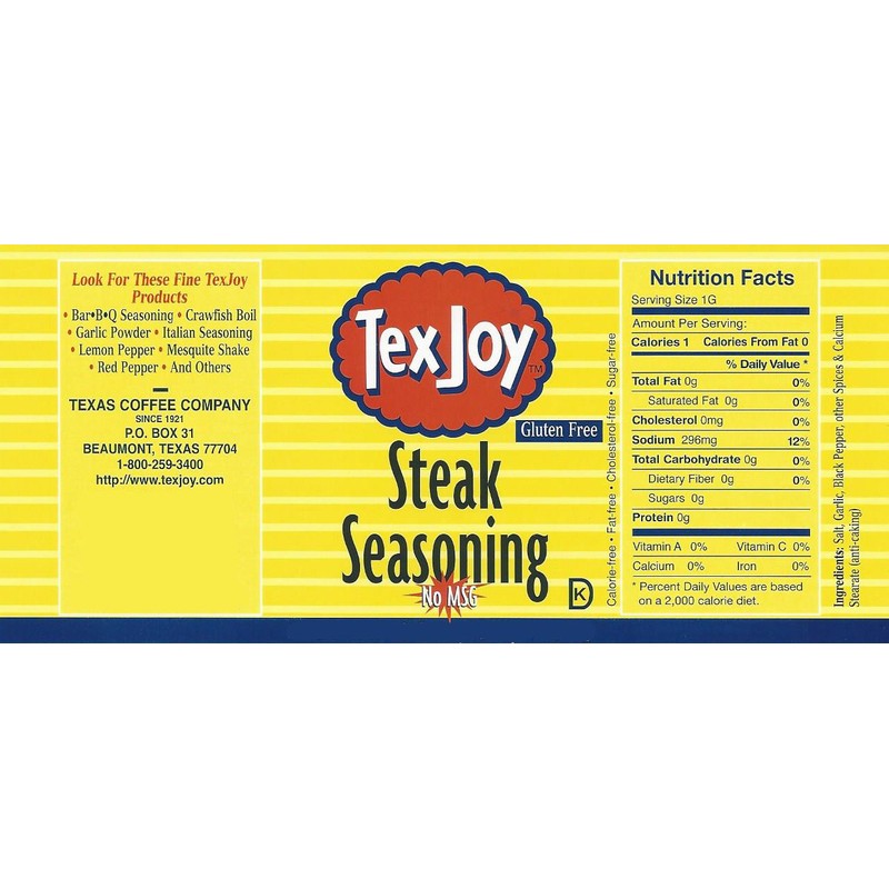 Texjoy Steak Seasoning No MSG 32 Ounce 2 Pack (64