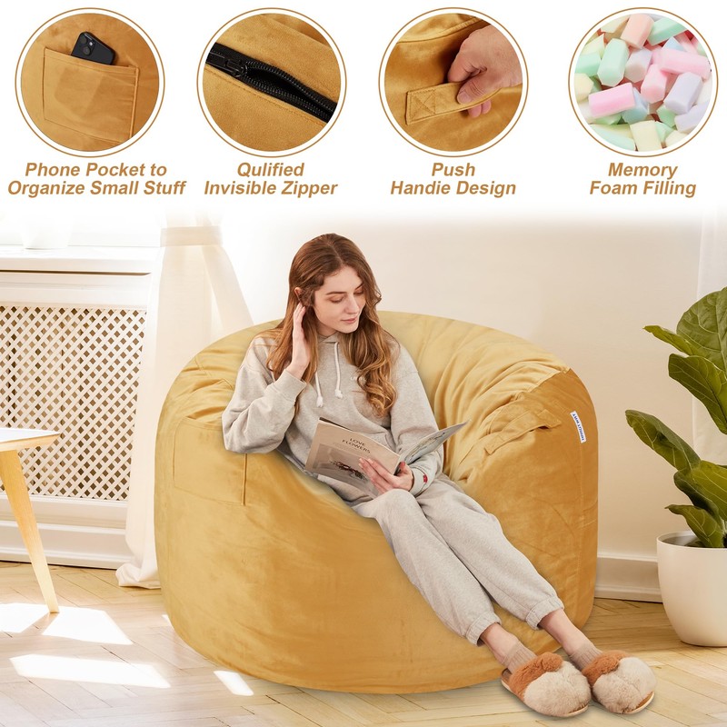HABUTWAY Bean Bag Chair 3Ft Luxurious Velvet Ultra Soft Fur