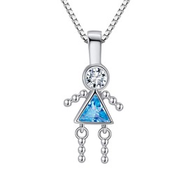Ginger Lyne Collection Birthstone Necklace for Mom Celebrate a Birthday - December Birthmonth Pendant for Grandma Cubic Zirconia CZ Sterling Silver -18" Box Chain Included