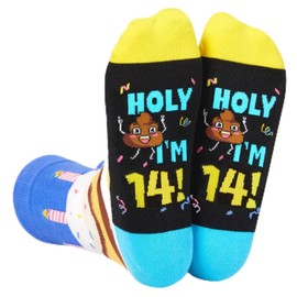 HAPPYPOP 14th Birthday Gifts Socks Ideas - Presents for 14 Year Old Teens, 14th Birthday Gifts for Boys Girls