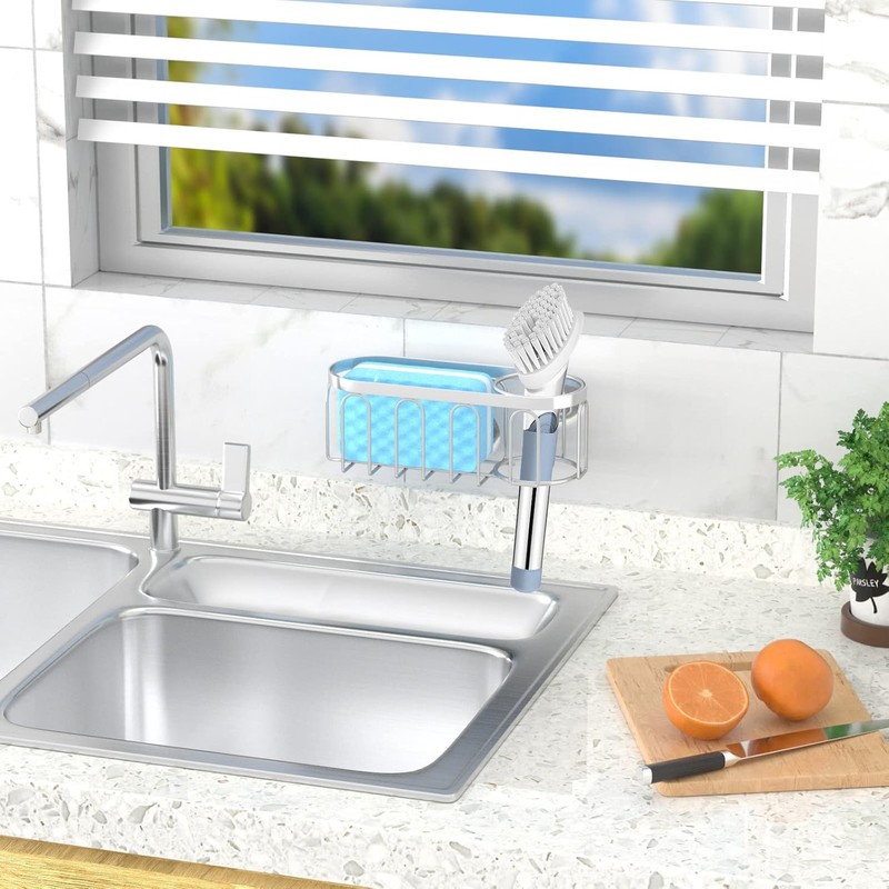 Yazoni 2-in-1 Sponge Holder for Kitchen Sink, Suction Cup Sponge