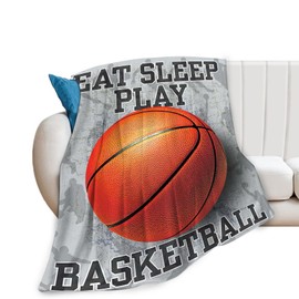 Basketball Throw Blanket Soft Cozy Eat Sleep Play Basketball Blanket Lightweight Flannel Fleece Fuzzy Sport Themed Blankets Gifts Stuff Decor for Sport Fans Teens Boys Girls Adults 50"X40"