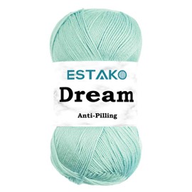 Estako Dream, 100% Microfiber Acrylic Yarn, Soft, Super Fino/Fingering Weight (1) for Crochet and Knitting 3.5 Oz (100g) / 382 Yrds (350m) (74025 - Water Green)