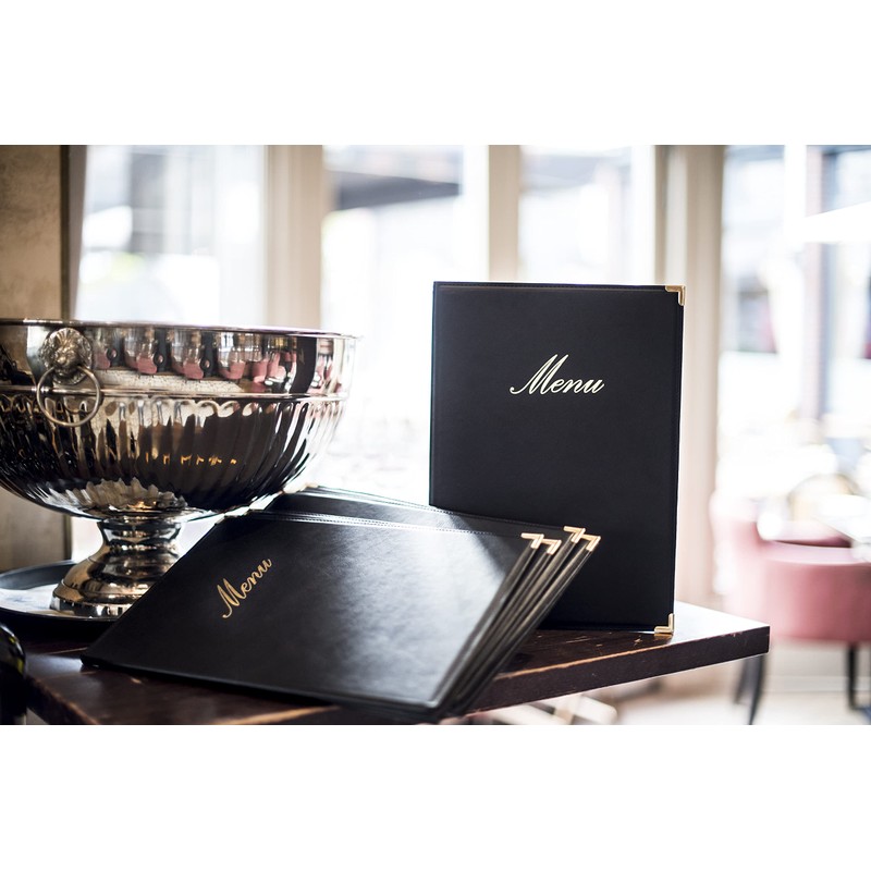 Securit Premium Faux Leather A5 Menu Holder - 4 Pages