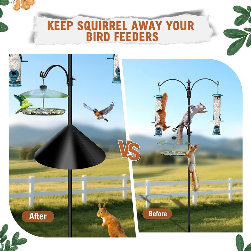 Squirrel Proof Baffle for Bird Feeder Pole, Outdoor Pole Mount
