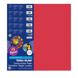 Tru-Ray® Construction Paper, Holiday Red, 12" x 18", 50 Sheets Per Pack, 5 Packs