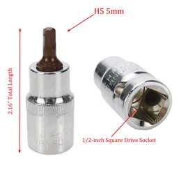 Rannb 1/2" Drive and 5mm Hex Bit Socket 2.16" Length Drive Hex Bit Socket Set -2pcs
