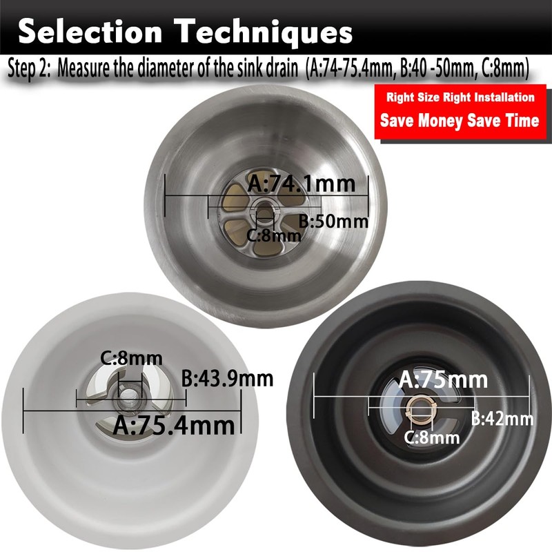 Black Kitchen Sink Drain Basket Strainer Stopper Replacement for Polymer