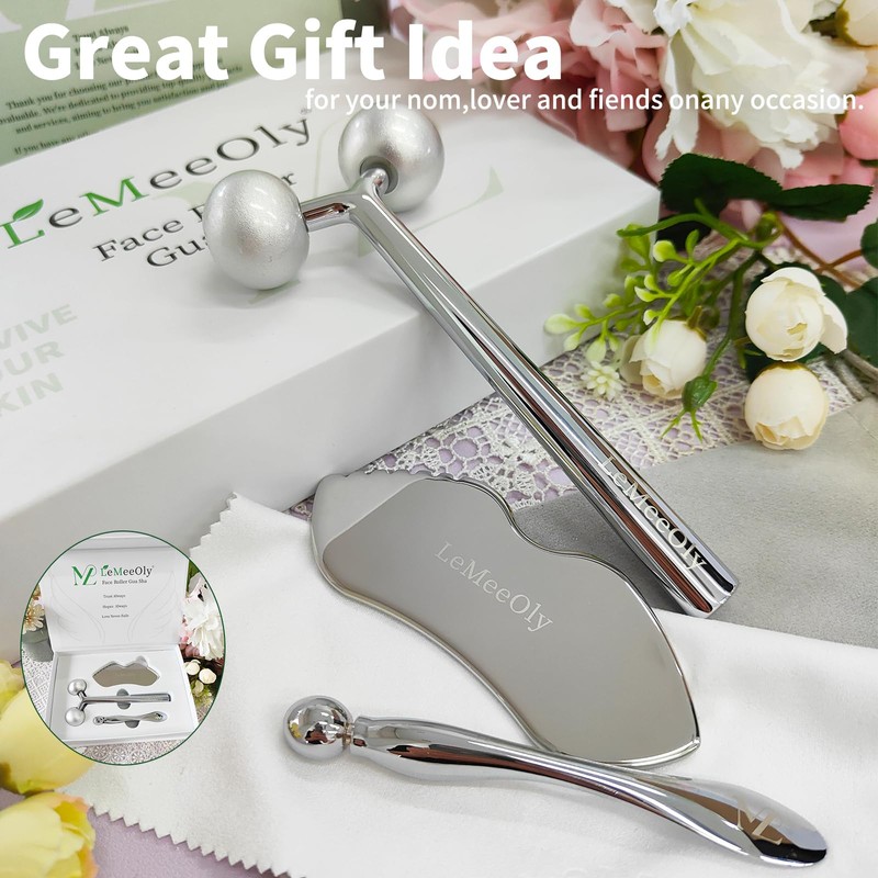 LeMeeOly Face Roller Massager Skin & Gua Sha Facial Tools