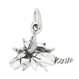 LGU Sterling Silver Oxidized Fireworks Firecracker Charm