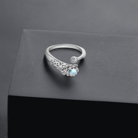 Lotus Rings 925 Sterling Silver Lotus Flower Rings Moonstone Lotus Jewellery Gift for Women, Sterling Silver, Not known.
