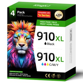 910XL Ink Cartridge High-yield 4-Pack Replacement for HP 910 910XL OfficeJet Pro 8020 8020e 8024e 8025 8025e 8028 8028e 8035 8035e 8010 8010e 8012e 8014e 8015 8015e 8018 8022 8022e Printer Black Color