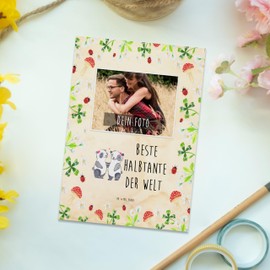 Mr. & Mrs. Panda Personalisierte Foto Postkarte Panda Halbtante - Geschenk, Geschenktipp, Familie, Schenken, Stief, Danke, Mitbringsel