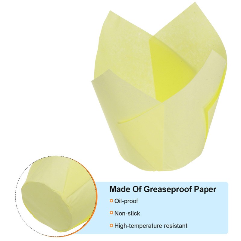 sourcing map 50pcs Tulip Cupcake Liners Greaseproof Baking Cups Paper