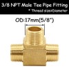 Uenede 2PCS 3/8 Inch Brass Tee Pipe Fitting 3/8" NPT