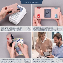 Von Hessen Slim Wallet with RFID Protection – Card Case for Men and Women – Mini Leather Wallet – Small Wallet – Wallet, rose