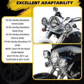 VINTGMT Motorcycle Headlight Trim Ring Chrome 7" Headlamp Trim Ring Cover& 4 1/2" Fog Light Trim for Harley Touring Street Glide Road King Electra Glide Road Glide