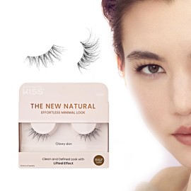 Kiss The New Natural False Eyelashes, 'Glowy Skin', 12 mm, Natural Volume, Easy to Apply, Reusable Fake Eyelashes, Vegan & Cruelty Free, Includes 1 Pair Of Half Lashes