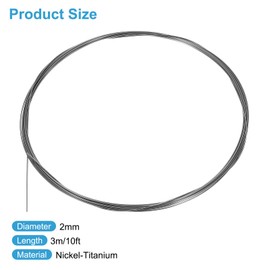 sourcing map 10 Feet Nitinol Wire, 2mm 40° Super Elastic Nitinol Shape Memory Pre-trained Wire Nickel-Titanium Spring Steel Wire for Research Labs DIY Classroom Display