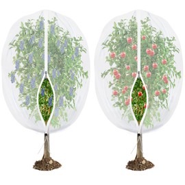 Fruit Tree Netting for Cicadas - with Zipper 2 Pcs 6 x 5.3FT Garden Bird Netting for Blueberry Bushes with Drawstring,Insect Plant Protection Mesh Net Bags for Tomato,Cicada,Animals (2, 5.3 x 6 FT)