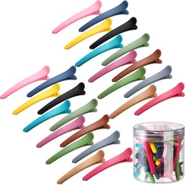 Geosar 24 Pcs Hair Sectioning Clips, Duck Billed Accessories for Styling, Plastic Hair Clips with Container, 2.95 Inch, Colorful, for Women(Colorful)