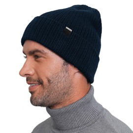 Wmcaps Unisex Winter Hat, Cozy Breathable Beanie for Men and Women Warm Soft Ribbed Beanie Cap Stylish Daily Wear Cuffed Plain Knit Hat, Gift for Thanksgiving Christmas, Navy Blue