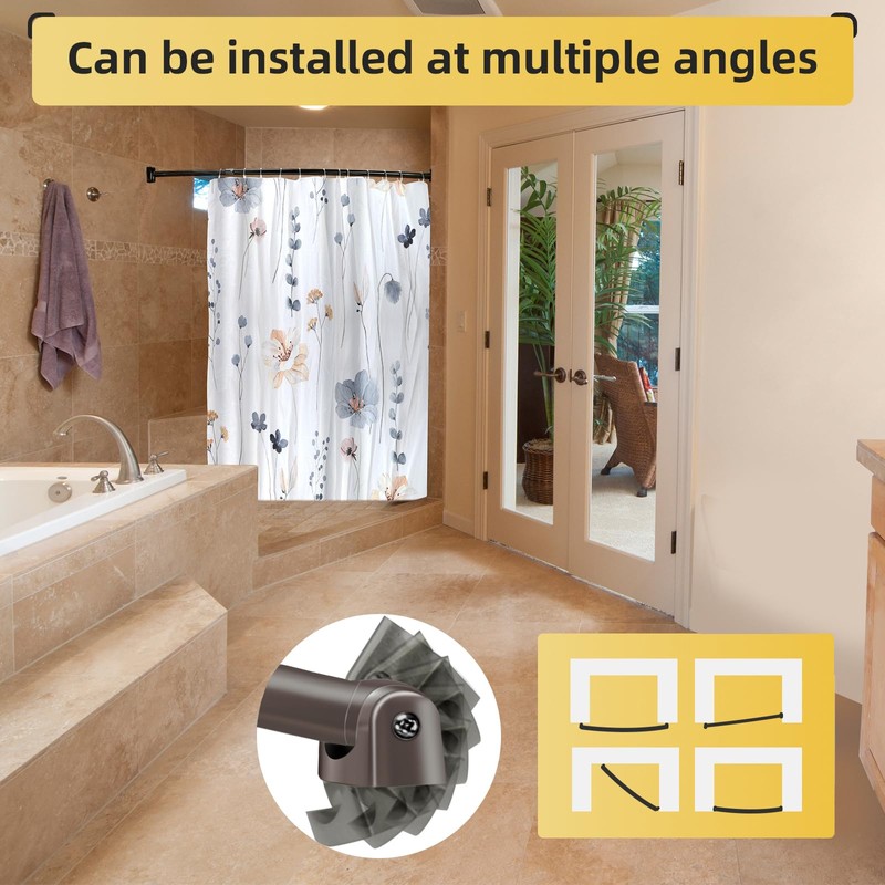 Chrsouly Adjustable Curved Shower Rod, 42-74 inches Extra Wide Shower