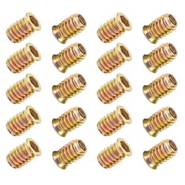 Wjelet 20PCS Threaded Inserts Nuts M5x10mm Hex Drive Head Nuts Insert Hex Socket Nuts for Wood Furniture Carbon Steel Hex Drive Head Nut Zinc Plated Flanged Hex Socket Nut Hex Socket Drive Insert Nuts