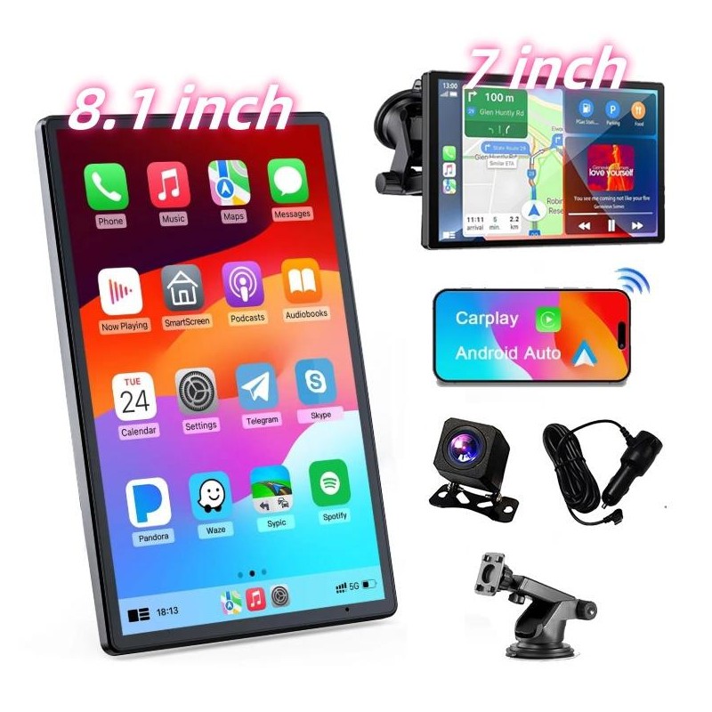 CarThree 2025 Newest 8.1“ or 7” Wireless Portable Carplay and