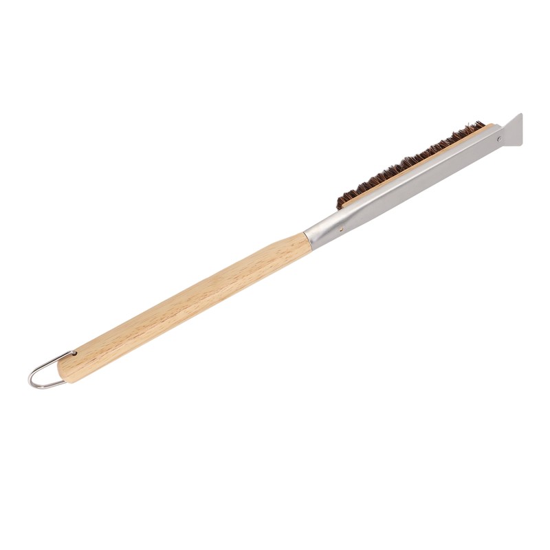 Pizza Oven Brush with Scraper Detachable Wooden Handle Coconut Fiber
