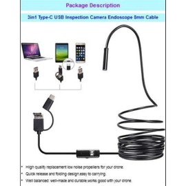 Universal Good Quality 3in1 Type-C USB 8mm Endoscope Cable for Laptop,Smartph