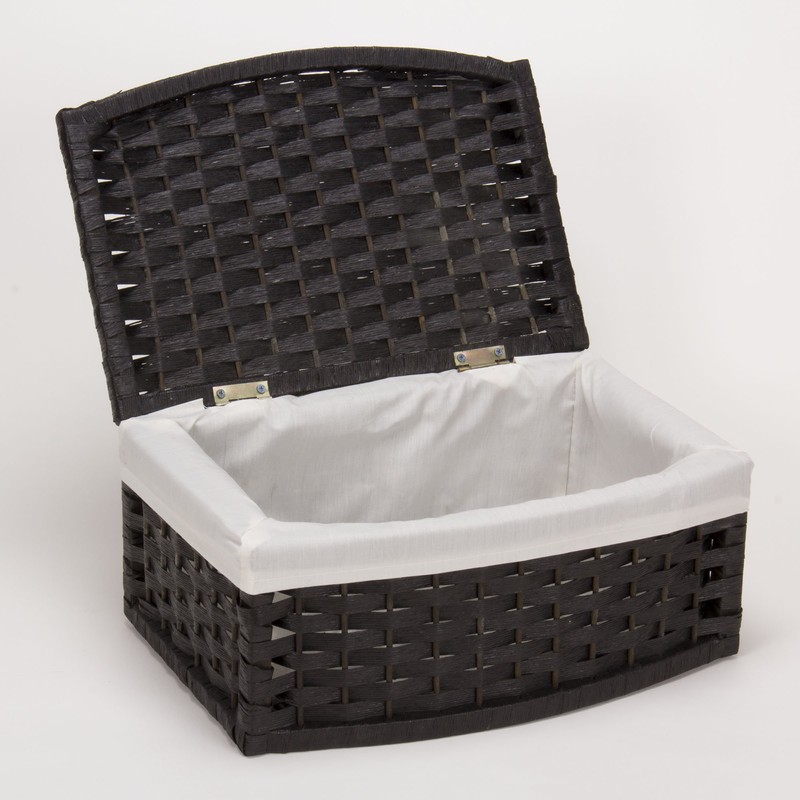 Household Essentials Hand-Woven Paper Rope Basket with Lid and Liner,