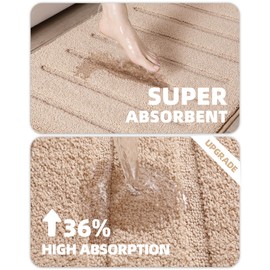 COLOR&GEOMETRY Bath Mat Non Slip Washable, 44 x 76 cm Standard Sized Beige Bathroom Mat Soft, Super Absorbent Bathroom Rug Shower Mat Outside Shower