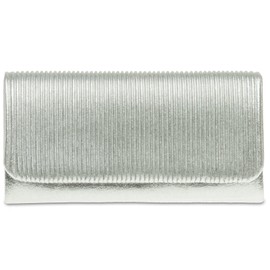 CASPAR TA351 Women Clutch/Evening Bag with Gathering, Colour:silver;Size:One Size