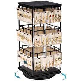Yoimori 360 Rotating Earring Display Stands for Selling, Earring Rack Display Holder Stand, Jewelry Display for Vendors Selling Earring Cards, Necklaces, Bracelets, Hair Accessories (48 Hooks)