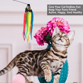 Luxiremi 12 pcs Cat Toys for Indoor Cats Kitten,Cat Teaser Wand Toy Replacement Refills,Cat Feather Toy Accessories,Worm Toy Cat Accessories for Bore