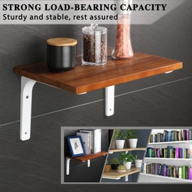 Sayayo Shelf Bracket Corner Brace Angle Bracket Shelf Support Wall Hanging 200mm*150mm, Metal Bright White Finished, 4 Pcs, EJR200W-4P