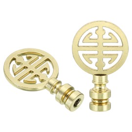 PATIKIL 1/4-27 Lamp Finial Cap for Lamp Harp Lampshade Top, 2 Pack Cap Nut Solid Metal Screw Cap Knob Lamp Shade Decoration for Table or Floor Lamp, Gold Tone