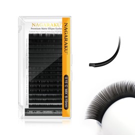 NAGARAKU Flat False Eyelashes with Split Tips Eyelash Extensions Matte Black False Eyelashes 16 Sheets (0.15 C 8-15mm Mixed)
