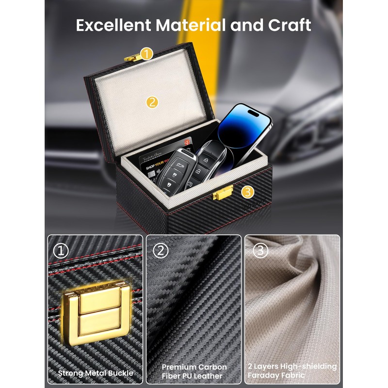 WHonor Faraday Box with Pouch 2 Pack for Car Keys