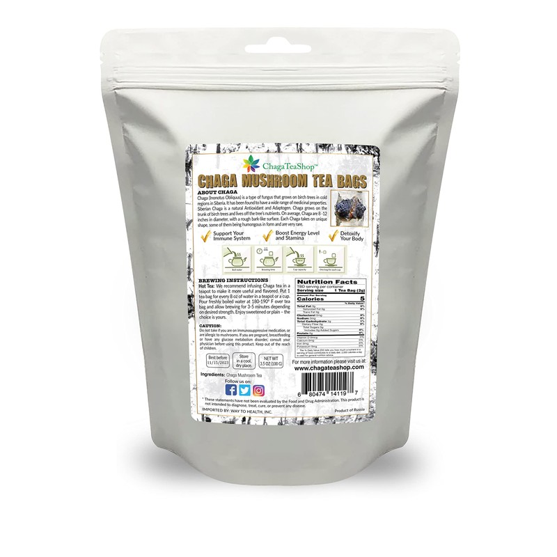 Siberian Chaga Mushroom Individual Filter Tea Bags Original 50 Filter