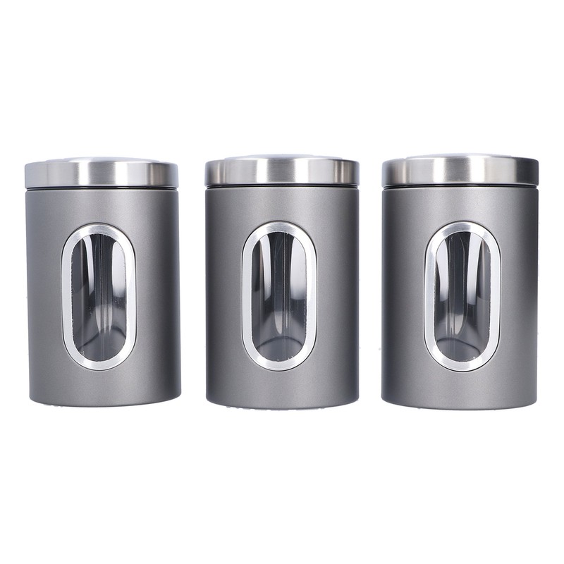 3Pcs Storage Jar Stainless Steel Food Tea Nut Container with