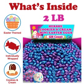 Easter Chocolate Eggs Bulk, 2 lbs Cookies 'n' Creme Polka Dot Pastel Colored Eggs, Individually Wrapped in Spring Colors, Mini Egg Candy for Kids Basket Filler, Easter Eggs, Spring Candy Dish