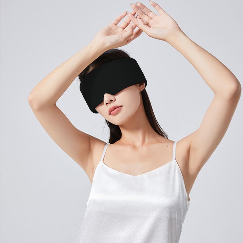 Dual-Sided Sleep Mask, Adjustable Velcro Strap, Zero Pressure Design (Black)