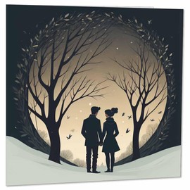 Christmas Card - Couple In the Snow - Festive Xmas Cards 145 x 145mm
