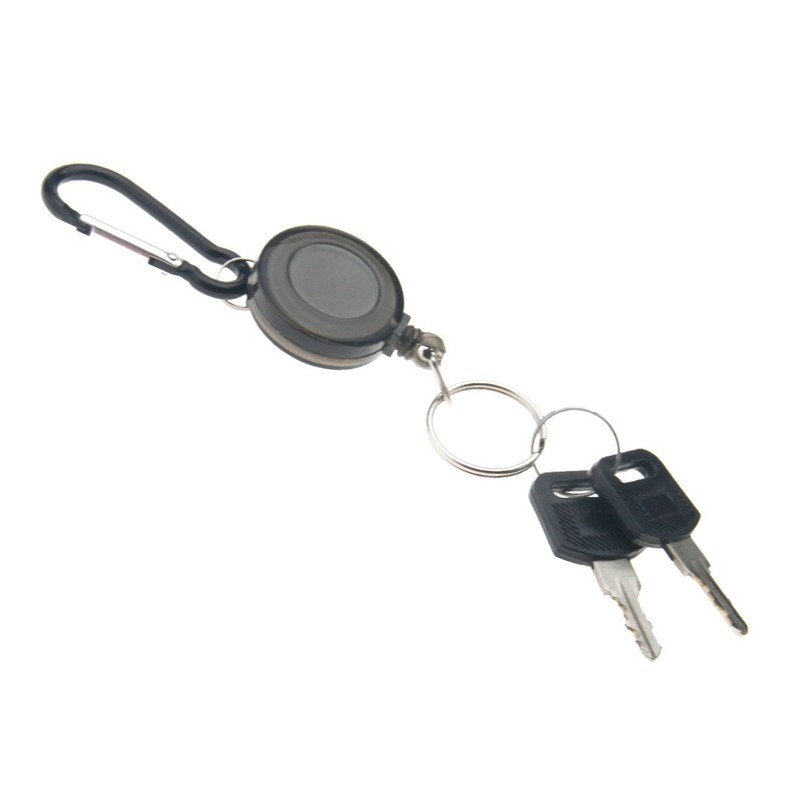 AKORD 2 x Black Retractable Key Chain Badge Reel Recoil