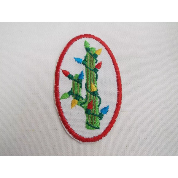 Handmade Christmas Lights Cactus 3-1/2" Embroidered Iron-on Patch (E35)