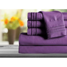 Mocassi Twin Sheet Set - Luxury Hotel 1800 Premier Bedding Sheets & Pillowcases - Ultra Soft Breathable & Cooling Bed Sheets - Deep Pocket - Wrinkle Resistant - 4 Piece Set - Twin, Purple