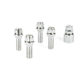 RYBO Set of 4 M14 x 1.25 Tapered Alloy Wheel Locking Bolts (Chrome or Black) (Chrome, 27mm Thread Length)